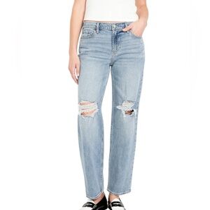 NEW Old Navy Mid‎ Rise Boyfriend Denim Jeans Distressed SIZE 00